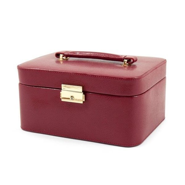 Bey Berk International Bey-Berk International BB534RED Red Lizard Leather Jewelry Box for 3 Watches BB534RED